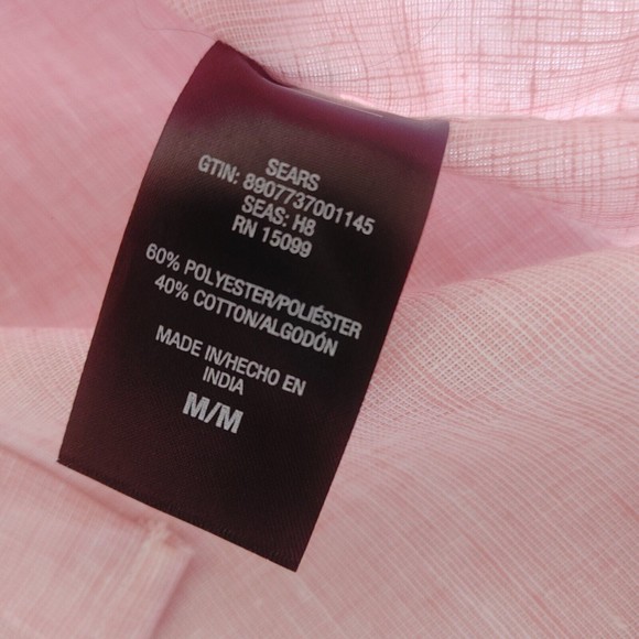 Roebuck & CO Men's Short Sleeve Button Up Shirt Men's Size Medium Pink NEW - Picture 4 of 6